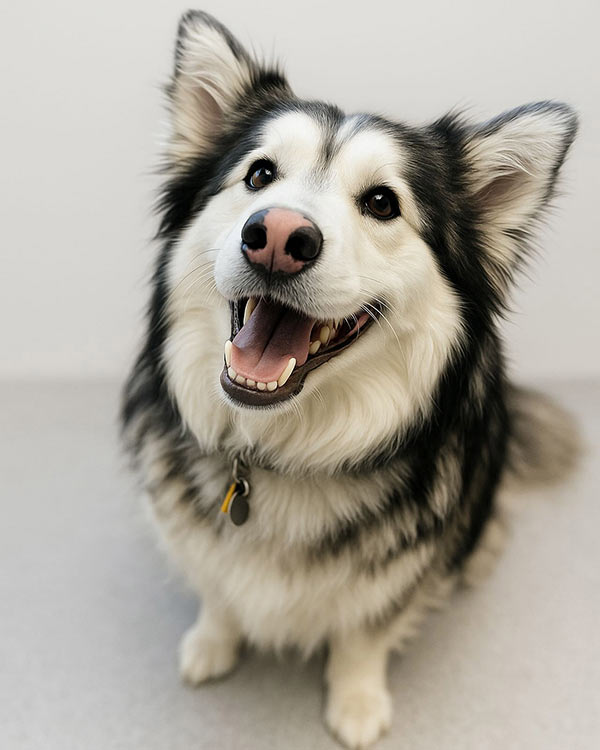 happy-siberian-husky-dog-600×750-1 happy siberian husky dog sitting on clean gray floor
