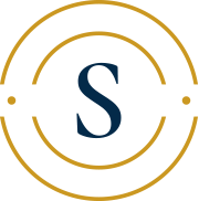 a serif S letterform surrounded by partial circle elements a serif S letterform surrounded by partial circle elements